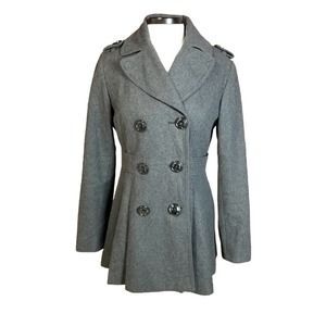 Miss Sixty Wool Coat Medium Military Style Peacoat Dark Gray Charcoal